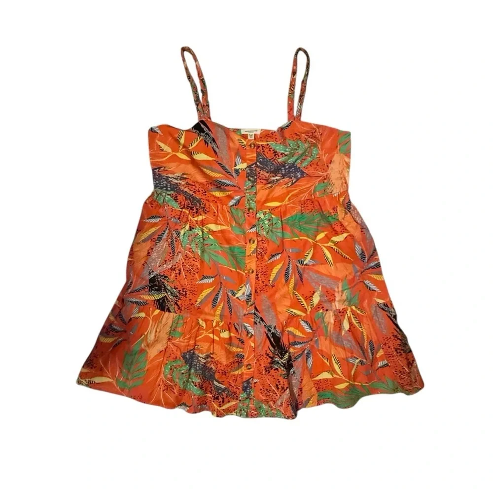 BEACHLUNCHLOUNGE Tropical Print Braided Strap Button Front Knee Length Dress XXL - Picture 2 of 6
